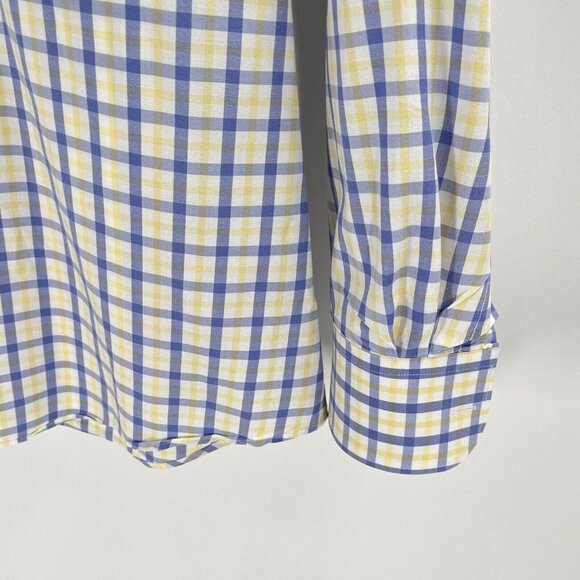 James Tattersall Mens Button Up Shirt Blue Yellow Plaid Check Sz Large - Picture 2 of 6
